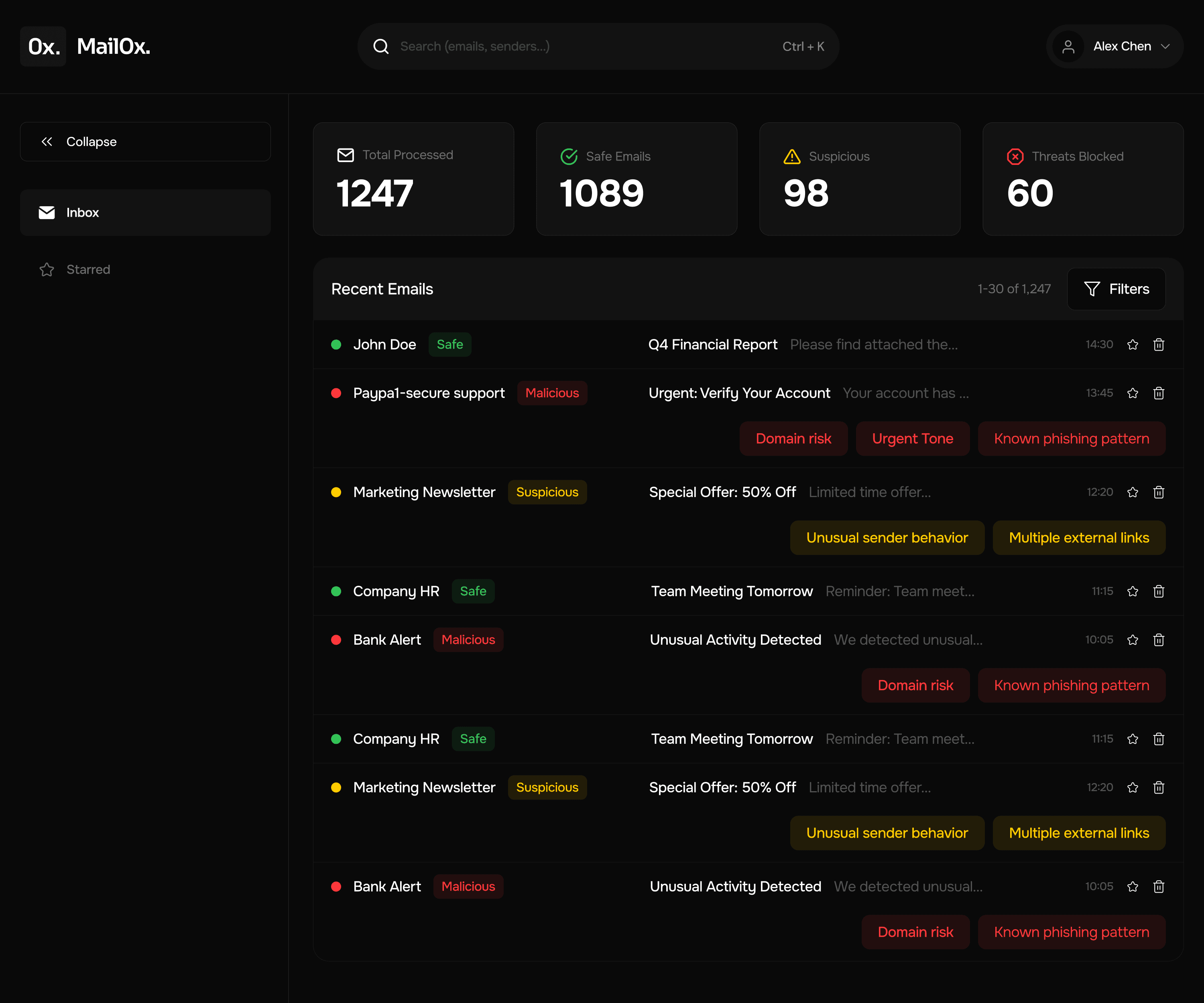 0xMail Dashboard Preview